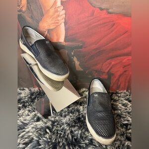 Michael Kors Navy and White Slip-On Loafers